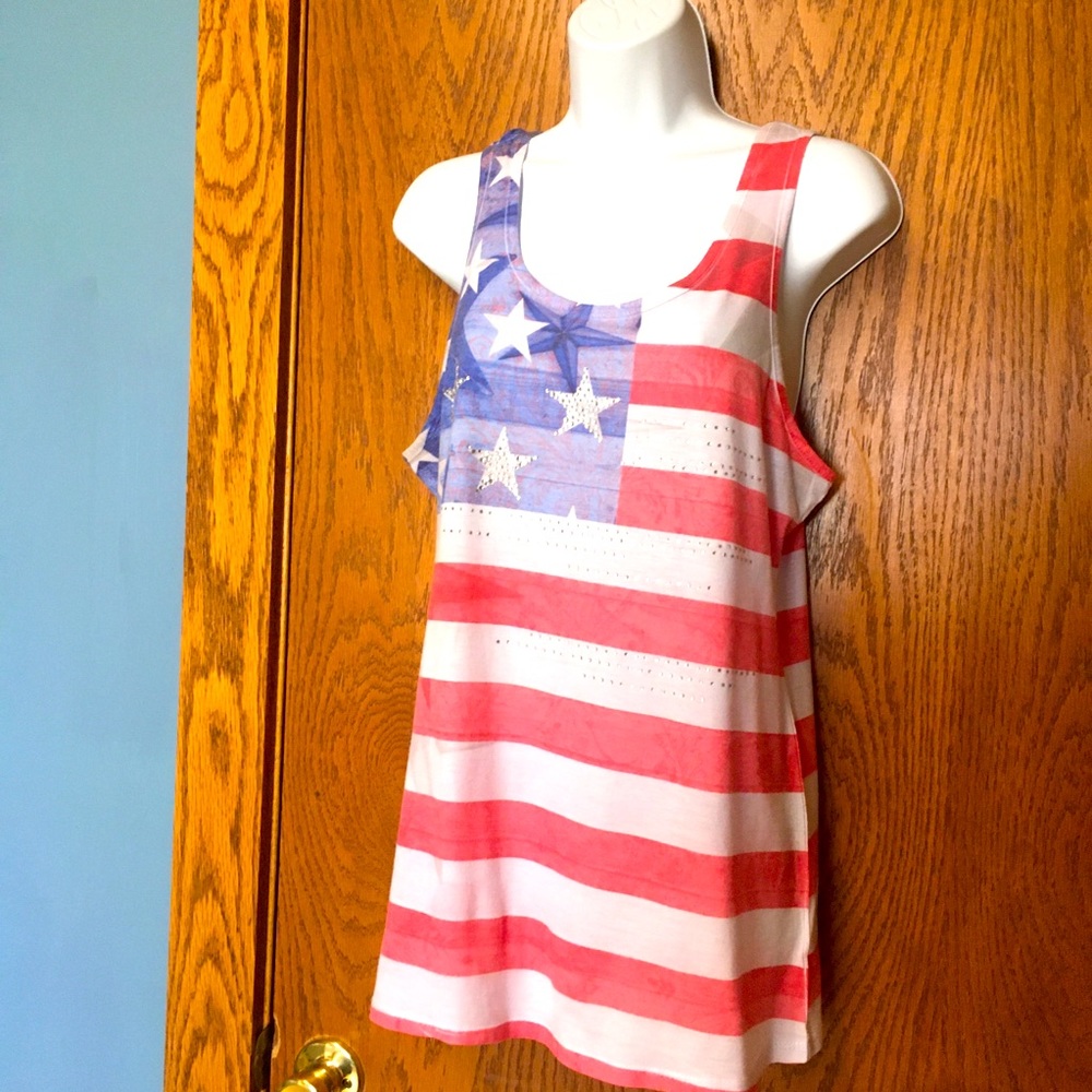 Prairie Rose American Flag Sparkle Tank